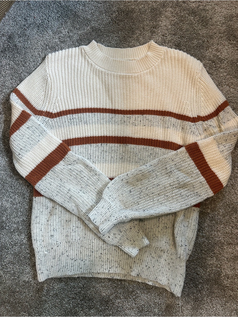 Baltic Born Cream Knit Sweater with Rust Stripes